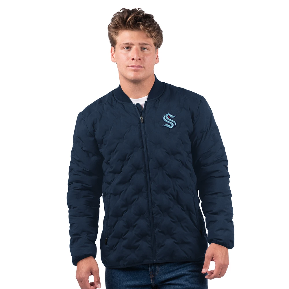 Men's MSX by Michael Strahan  Deep Sea Blue Seattle Kraken Persistence Quilted Full-Zip Jacket