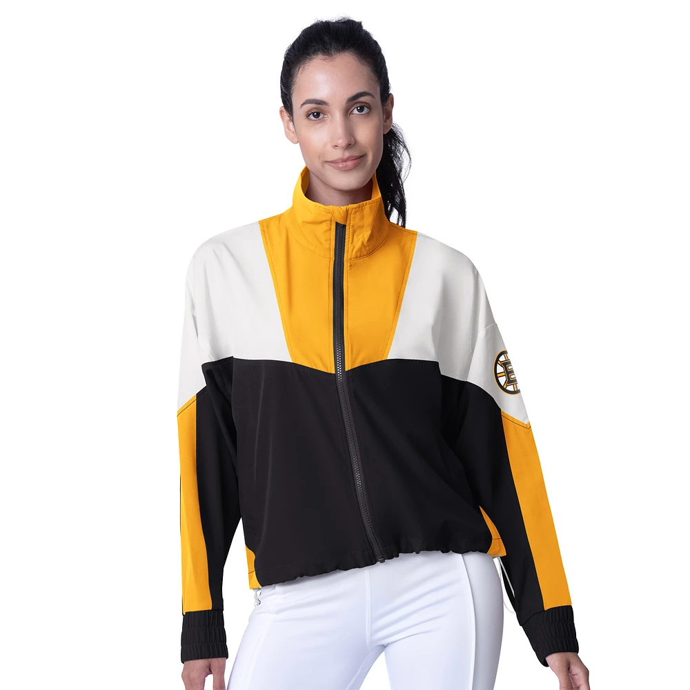 Women's MSX by Michael Strahan  Black/Gold Boston Bruins Tessa Full-Zip Jacket