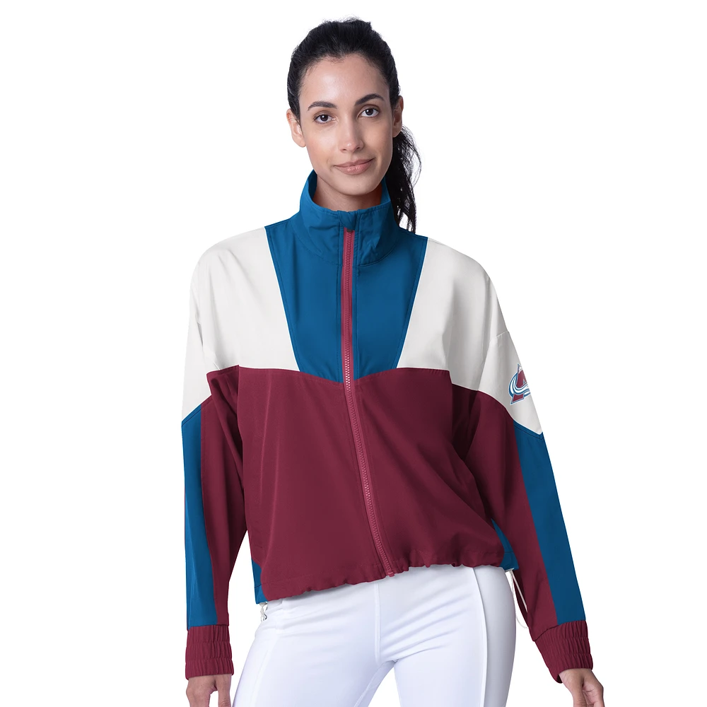 Women's MSX by Michael Strahan  Burgundy/Navy Colorado Avalanche Tessa Full-Zip Jacket