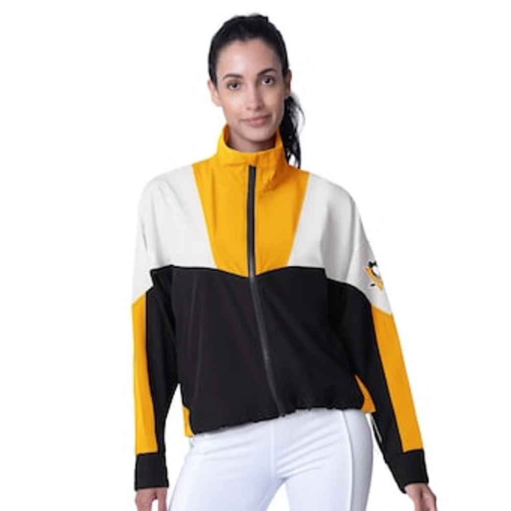 Women's MSX by Michael Strahan  Black/Gold Pittsburgh Penguins Tessa Full-Zip Jacket