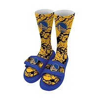 Men's ISlide Golden State Warriors Distressed Socks & Slide Sandals Bundle