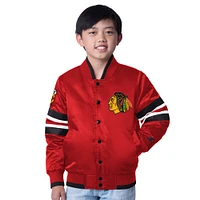 Youth Starter  Red/Black Chicago Blackhawks Scout 1 Full-Snap Varsity Jacket