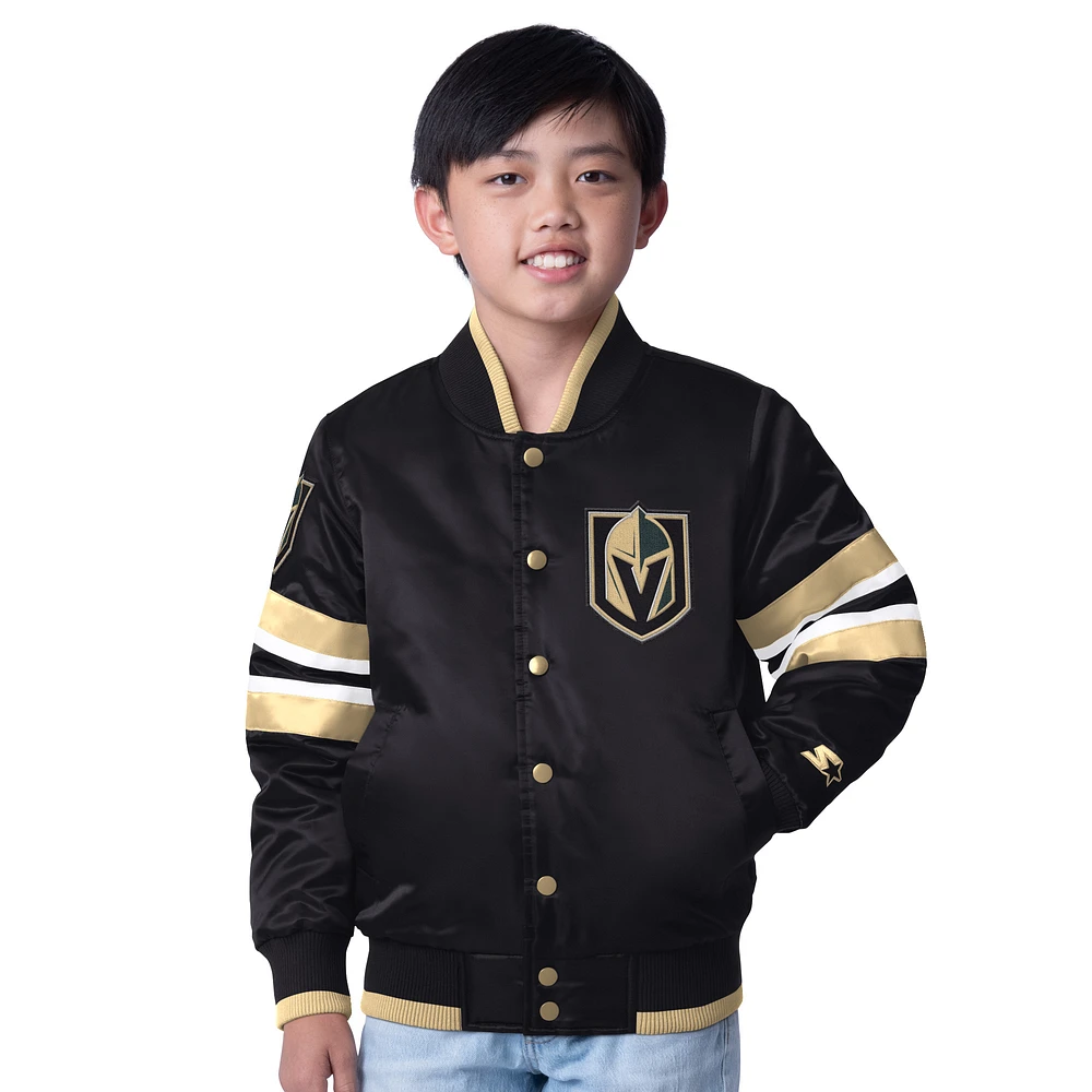 Youth Starter  Black/Gold Vegas Golden Knights Scout 1 Full-Snap Varsity Jacket