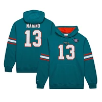 Men's Mitchell & Ness Dan Marino Aqua Miami Dolphins Retired Player Name Number Pullover Hoodie