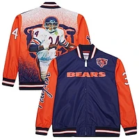 Men's Mitchell & Ness Walter Payton Navy Chicago Bears Retired Player Graphic Full-Snap Satin Jacket