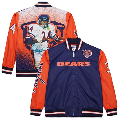 Men's Mitchell & Ness Walter Payton Navy Chicago Bears Retired Player Graphic Full-Snap Satin Jacket