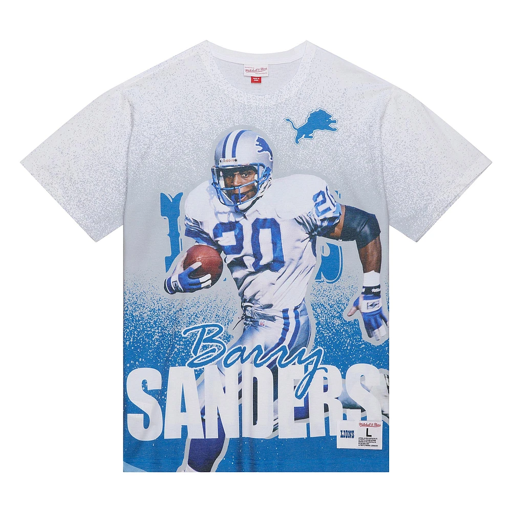 Men's Mitchell & Ness Barry Sanders Gray Detroit Lions Burst Retired Player T-Shirt