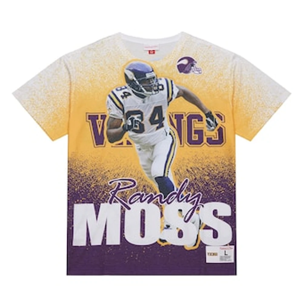 Men's Mitchell & Ness Randy Moss Gray Minnesota Vikings Burst Retired Player T-Shirt