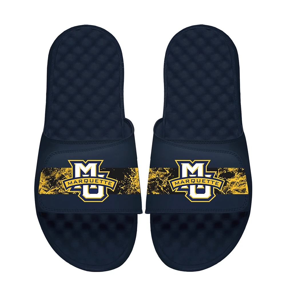 Youth ISlide Navy Marquette Golden Eagles Distressed Slide Sandals