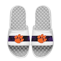 Men's ISlide White Clemson Tigers Distressed Slide Sandals