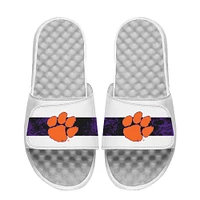 Men's ISlide White Clemson Tigers Distressed Slide Sandals