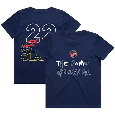 Youth round21 Caitlin Clark Navy Indiana Fever Player Signature T-Shirt