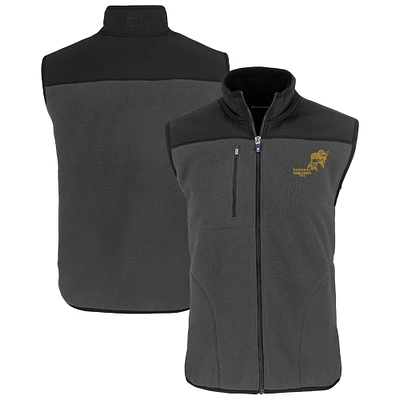 Men's Cutter & Buck Gray NDSU Bison Vintage Cascade Eco Sherpa Fleece  Full-Zip Vest