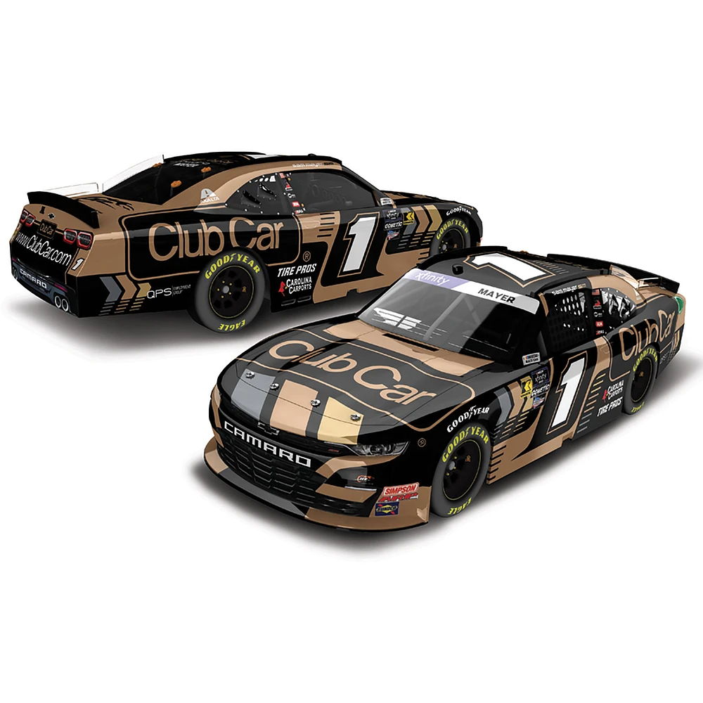 Action Racing Sam Mayer 2024 #1 Club Car Autographed Xfinity Series 1:24 Regular Paint Die-Cast Chevrolet Camaro