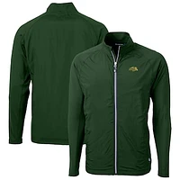 Men's Cutter & Buck Green NDSU Bison Adapt Eco Knit Hybrid Recycled Raglan Full-Zip Jacket