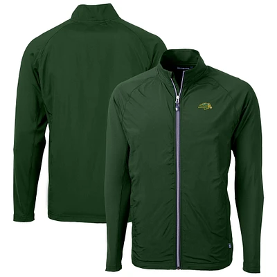 Men's Cutter & Buck Green NDSU Bison Adapt Eco Knit Hybrid Recycled Raglan Full-Zip Jacket