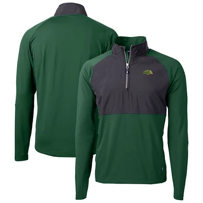 Men's Cutter & Buck NDSU Bison Adapt Eco Knit Hybrid Recycled Raglan DryTec Quarter-Zip Jacket