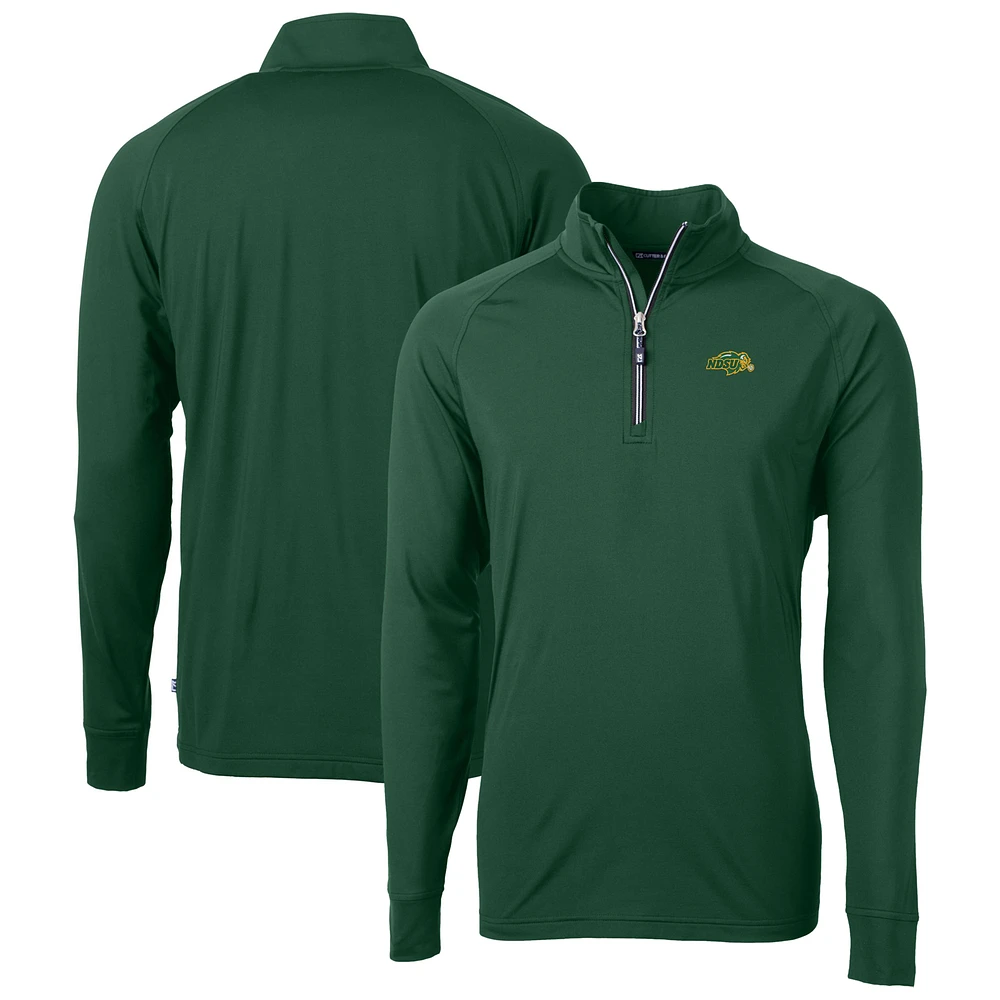 Men's Cutter & Buck NDSU Bison Adapt Eco Knit Stretch Recycled Raglan Quarter-Zip Top