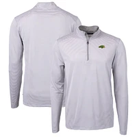 Men's Cutter & Buck Gray NDSU Bison DryTec Pique Micro Stripe Recycled Quarter-Zip Jacket