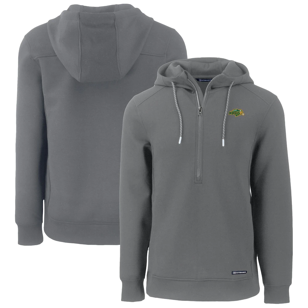Men's Cutter & Buck Gray NDSU Bison Roam Eco Recycled Half-Zip Hoodie