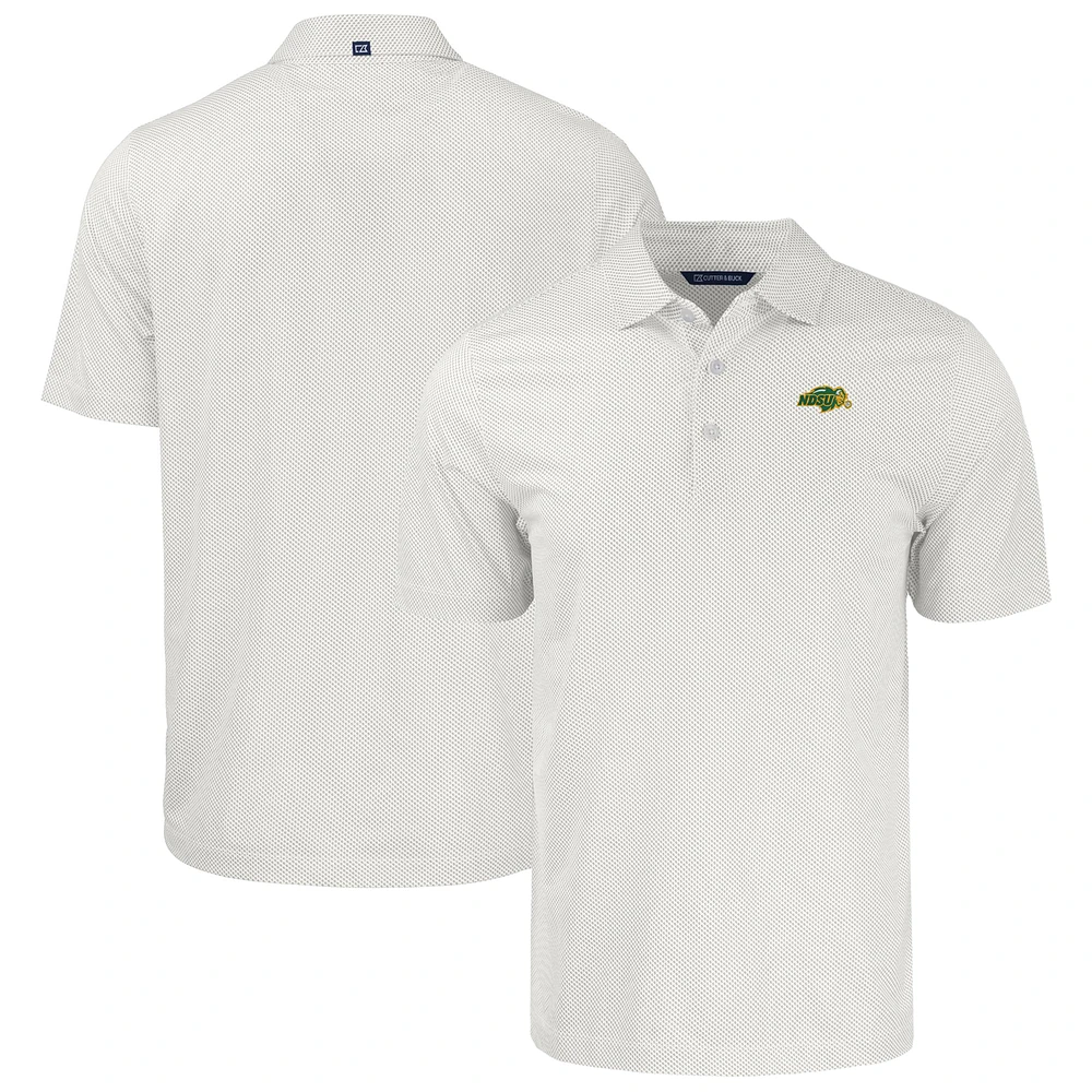 Men's Cutter & Buck White NDSU Bison Pike Eco Symmetry Print Stretch Recycled Polo