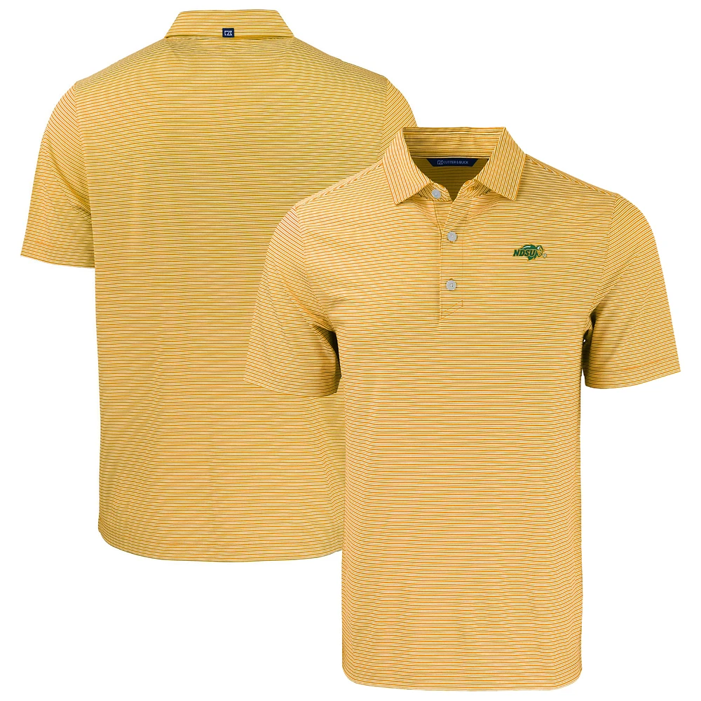 Men's Cutter & Buck Gold NDSU Bison Forge Eco Double Stripe Stretch Recycled Polo