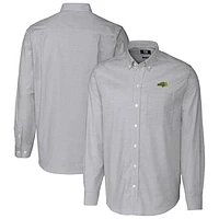 Men's Cutter & Buck Charcoal NDSU Bison Oxford Stripe Long Sleeve Button-Up Dress Shirt