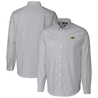 Men's Cutter & Buck Charcoal NDSU Bison Oxford Stripe Long Sleeve Button-Up Dress Shirt