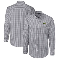 Men's Cutter & Buck Charcoal NDSU Bison Stretch Gingham Tri-Blend Long Sleeve Button-Down Dress Shirt