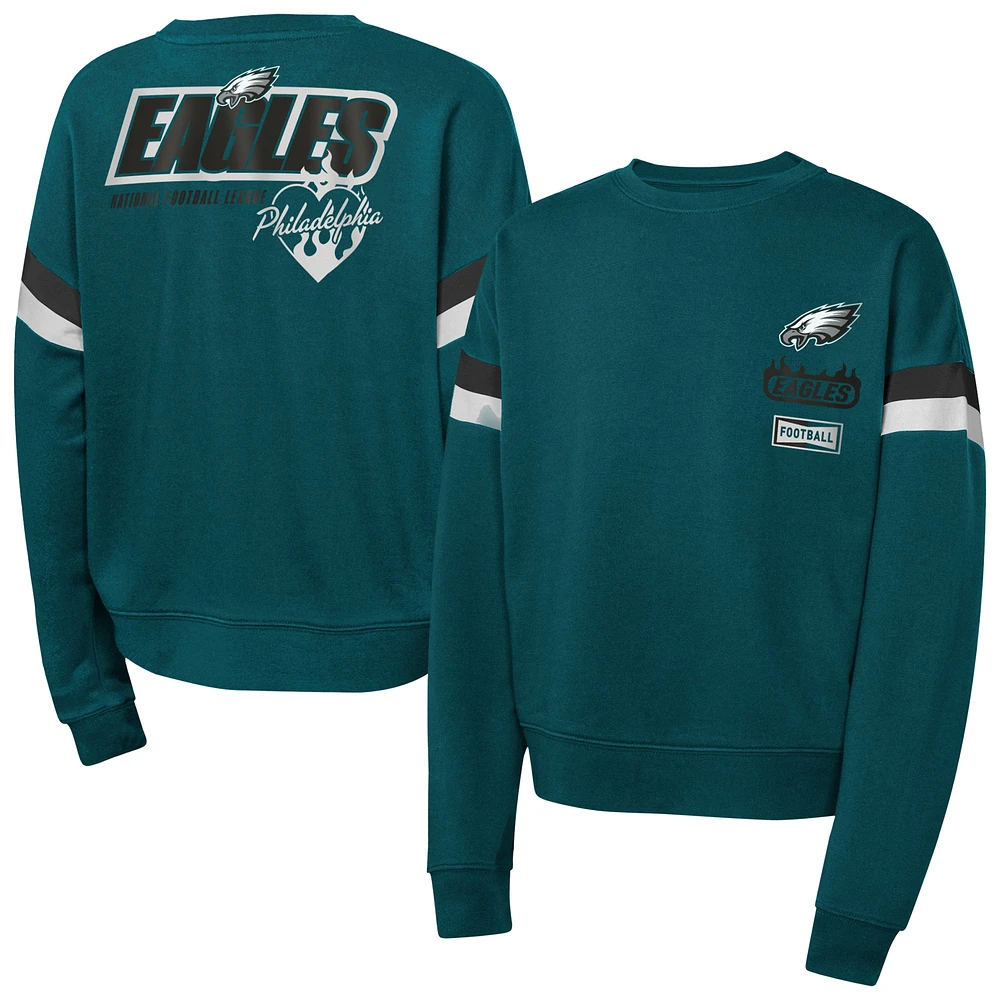 Girls Midnight Green Philadelphia Eagles Eternal Love Pullover Sweatshirt