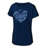 Girls Youth Navy Tennessee Titans Script Heart Dolman T-Shirt