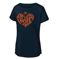 Girls Youth Navy Chicago Bears Script Heart Dolman T-Shirt