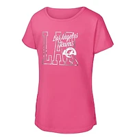 Girls Youth Pink Los Angeles Rams Signal Caller Dolman T-Shirt