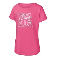 Girls Youth Pink Miami Dolphins Signal Caller Dolman T-Shirt