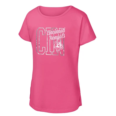 Girls Youth Pink Cincinnati Bengals Signal Caller Dolman T-Shirt