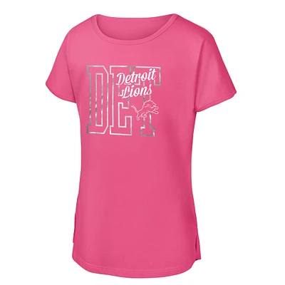 Girls Youth Pink Detroit Lions Signal Caller Dolman T-Shirt