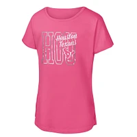 Girls Youth Pink Houston Texans Signal Caller Dolman T-Shirt