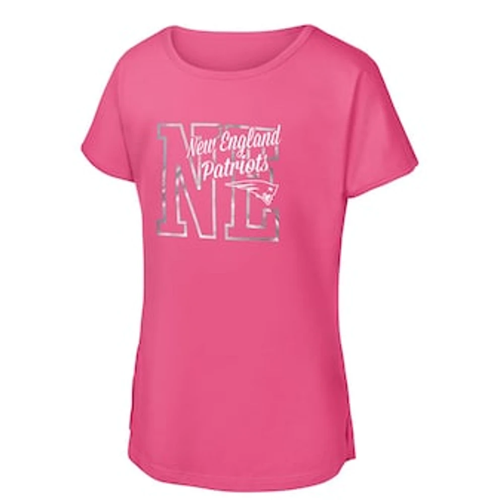 Girls Youth Pink New England Patriots Signal Caller Dolman T-Shirt