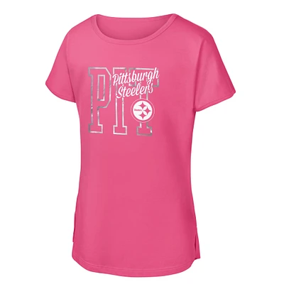 Girls Youth Pink Pittsburgh Steelers Signal Caller Dolman T-Shirt