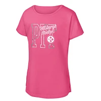 Girls Youth Pink Pittsburgh Steelers Signal Caller Dolman T-Shirt