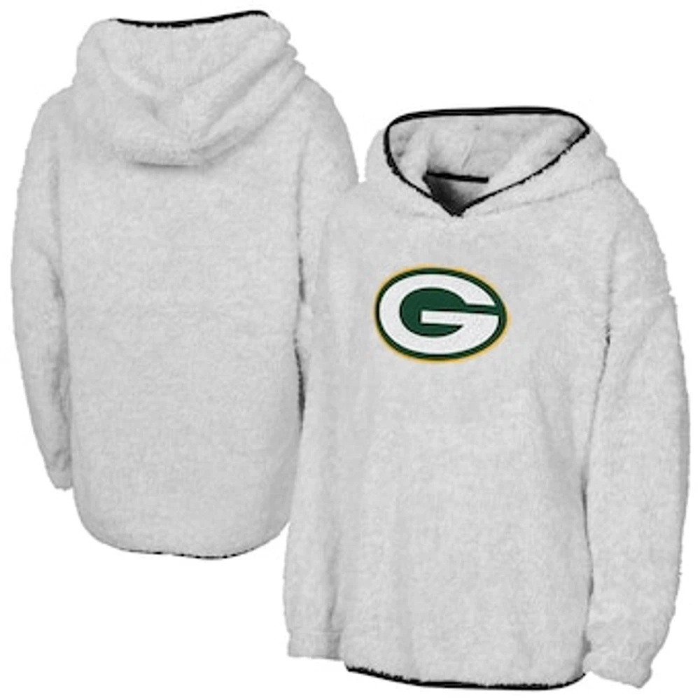 Girls Youth Gray Green Bay Packers Ultimate Teddy Fleece Pullover Hoodie