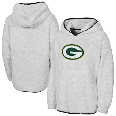 Girls Youth Gray Green Bay Packers Ultimate Teddy Fleece Pullover Hoodie