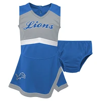 Girls Infant Blue Detroit Lions Cheer Captain Jumper Dress