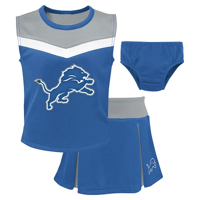 Girls Preschool Blue Detroit Lions Spirit Cheerleader Two-Piece Set with Bloomers