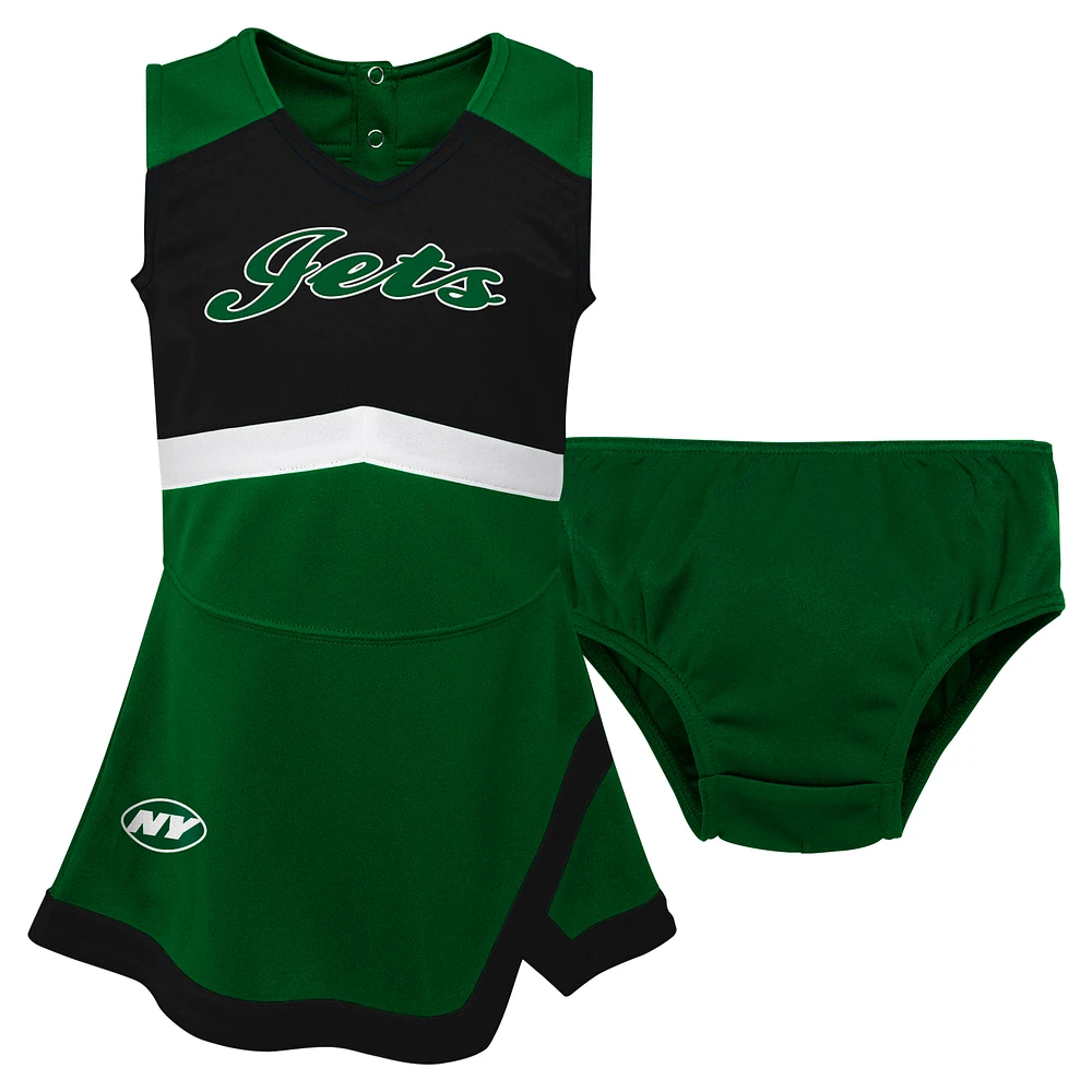 Girls Preschool Green New York Jets Two-Piece Cheer Captain Jumper Dress with Bloomers Set