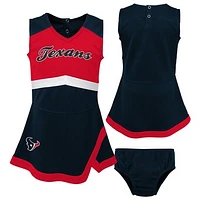 Girls Preschool Navy Houston Texans Two-Piece Cheer Captain Jumper Dress with Bloomers Set