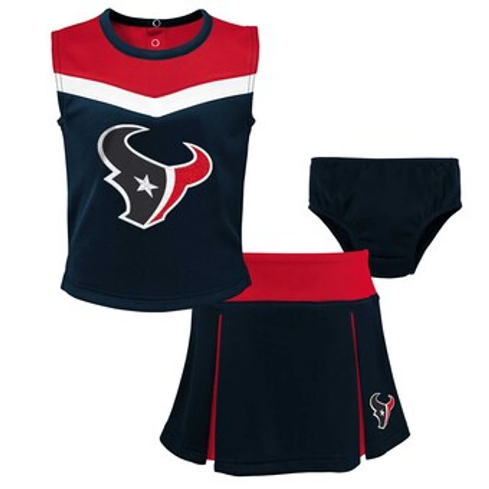 Girls Toddler Navy Houston Texans Spirit Cheer Two-Piece Cheerleader Set with Bloomers