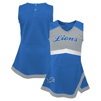 Girls Toddler Blue Detroit Lions Cheer Captain Dress with Bloomers