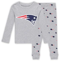 Preschool Heather Gray New England Patriots Long Sleeve T-Shirt and Pants Sleep Set