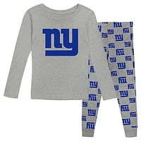 Preschool Heather Gray New York Giants Long Sleeve T-Shirt and Pants Sleep Set